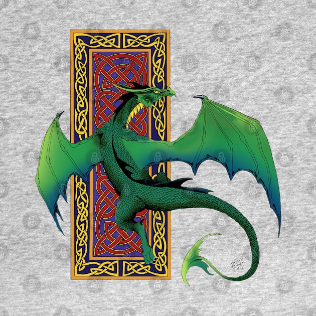 Celtic Knot Work Green Dragon by tigressdragon